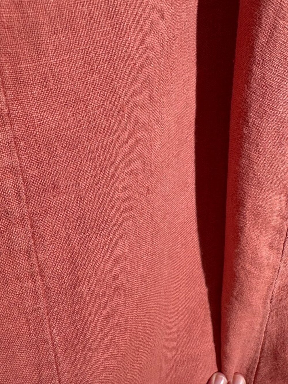 Francesca Bettini Italy Terracotta Pink Linen Ruffle Midi Dress- Size L - Picture 4 of 5